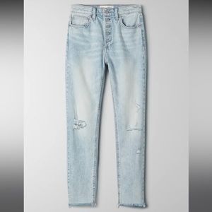 Aritzia Denim forum the yoko high rise distressed slim Jean